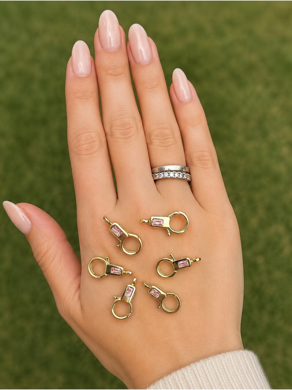 Gemstone clasp charm connector | charm holder